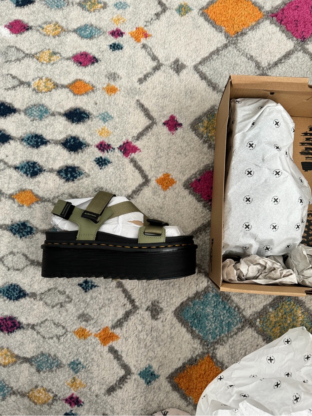 Dr. Martens Olive Green Platform Sandal with Black Sole - Picture 5 of 7